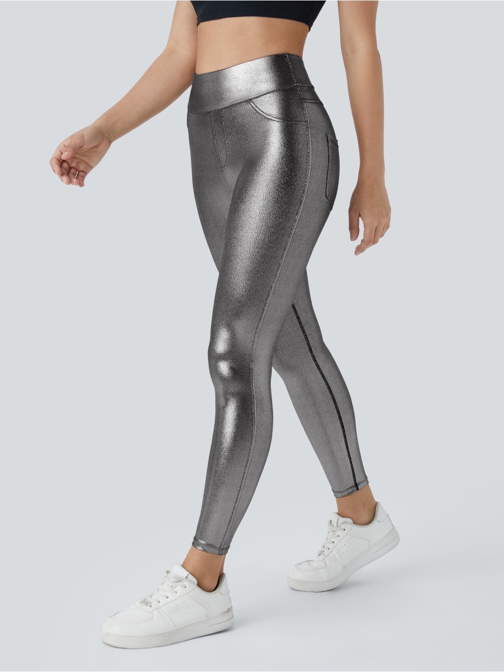 SoftlyZero™ Faux Leather High Waisted Pocket Work Legging